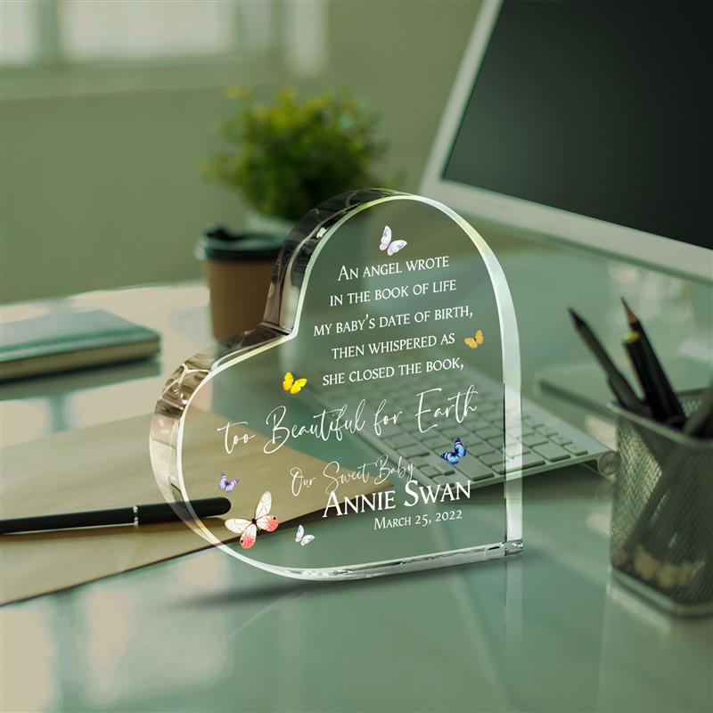 Custom Baby Memorial Acrylic Heart Plaque