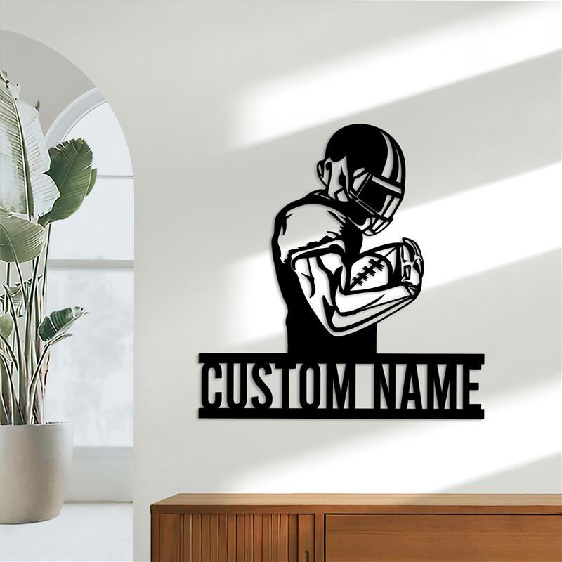 Custom American Football Metal Sign with LED Light
