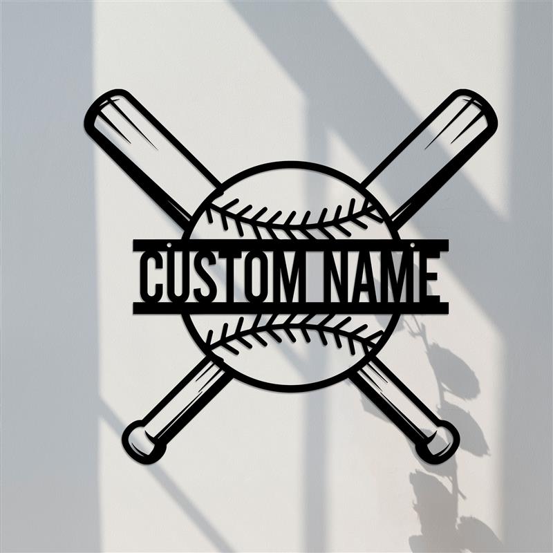 Custom Baseball Bat Metal Sign with LED Lights