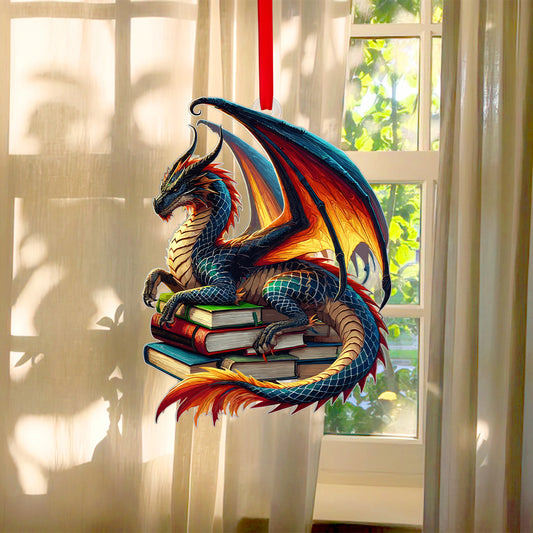 Book Dragon Suncatcher Ornament Acrylic