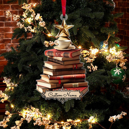 FREE Christmas Card! Custom Name Book Ornament, Book Lover Gift