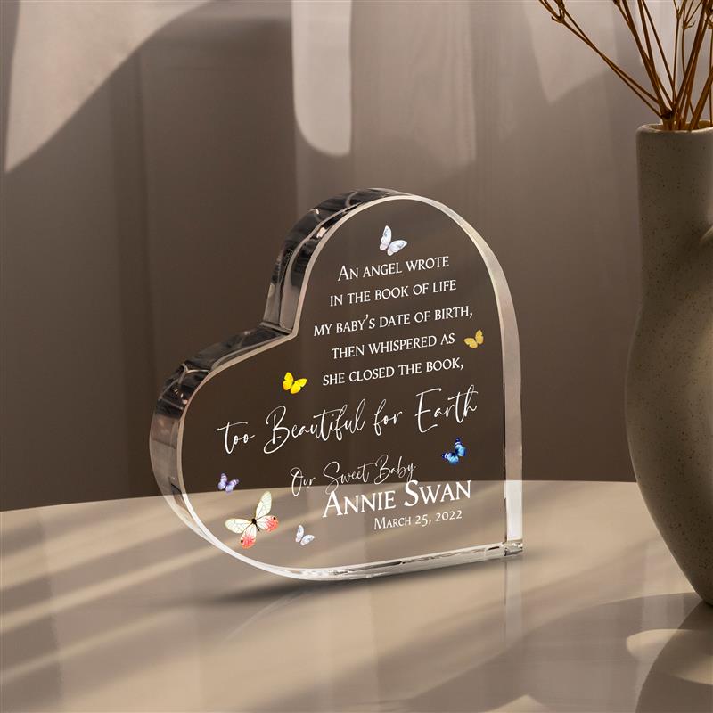 Custom Baby Memorial Acrylic Heart Plaque