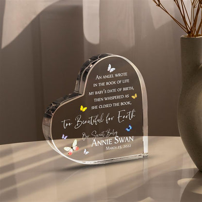 Custom Baby Memorial Acrylic Heart Plaque