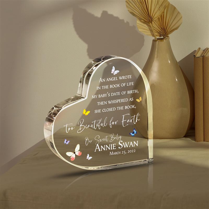 Custom Baby Memorial Acrylic Heart Plaque