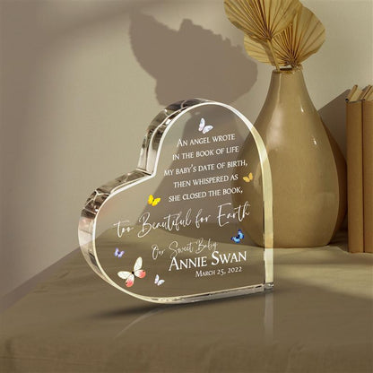 Custom Baby Memorial Acrylic Heart Plaque