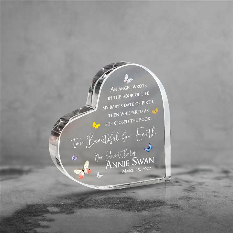 Custom Baby Memorial Acrylic Heart Plaque
