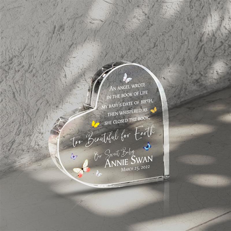 Custom Baby Memorial Acrylic Heart Plaque