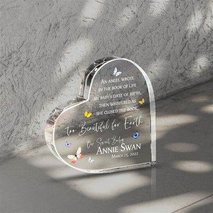 Custom Baby Memorial Acrylic Heart Plaque