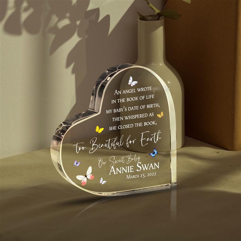 Custom Baby Memorial Acrylic Heart Plaque