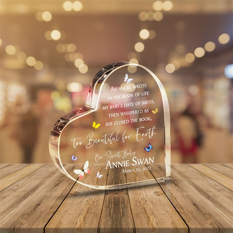Custom Baby Memorial Acrylic Heart Plaque