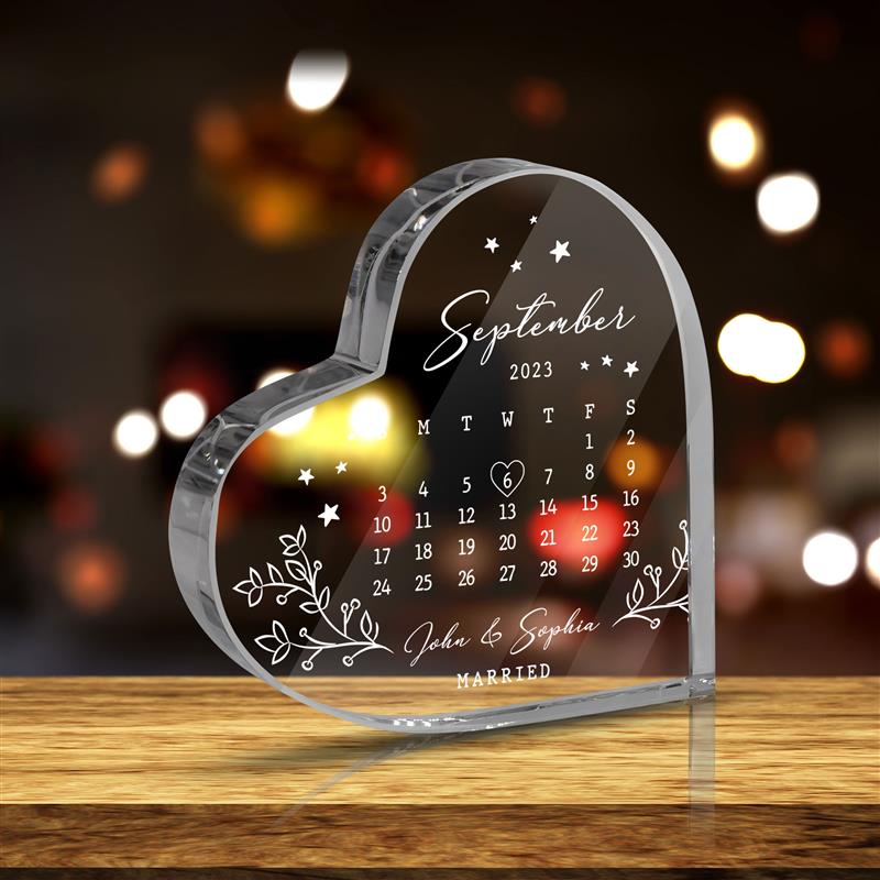 Custom Wedding Date Heart Acrylic Keepsake