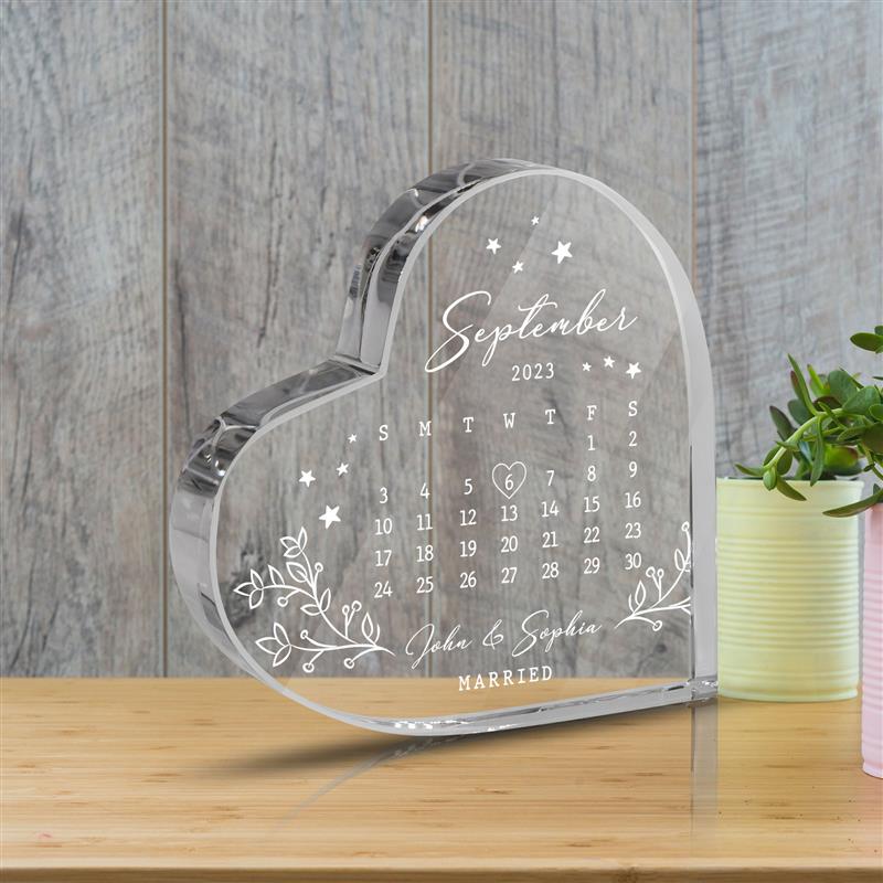 Custom Wedding Date Heart Acrylic Keepsake