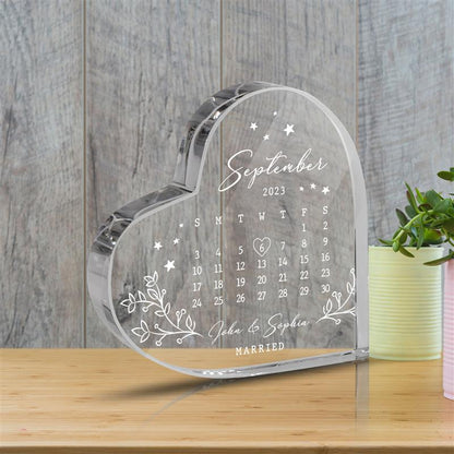 Custom Wedding Date Heart Acrylic Keepsake