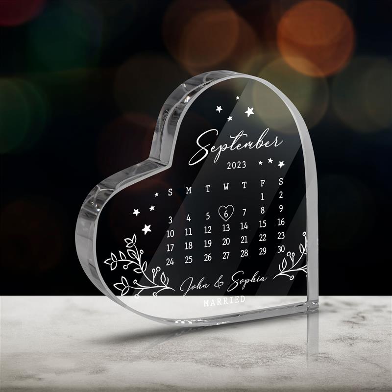 Custom Wedding Date Heart Acrylic Keepsake