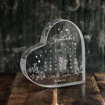 Custom Wedding Date Heart Acrylic Keepsake