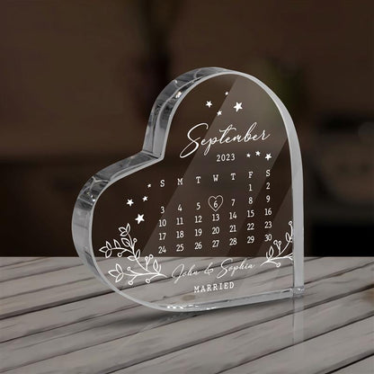 Custom Wedding Date Heart Acrylic Keepsake