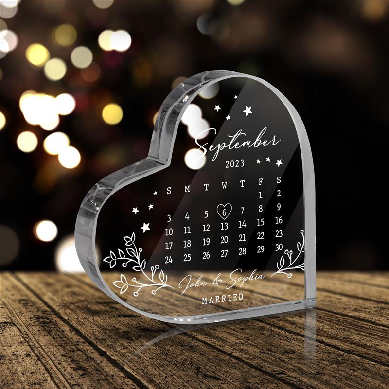 Custom Wedding Date Heart Acrylic Keepsake