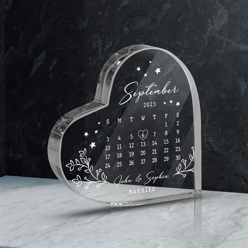 Custom Wedding Date Heart Acrylic Keepsake