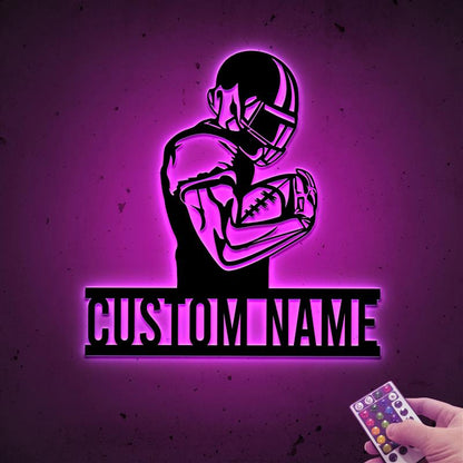 Custom American Football Metal Sign with LED Light