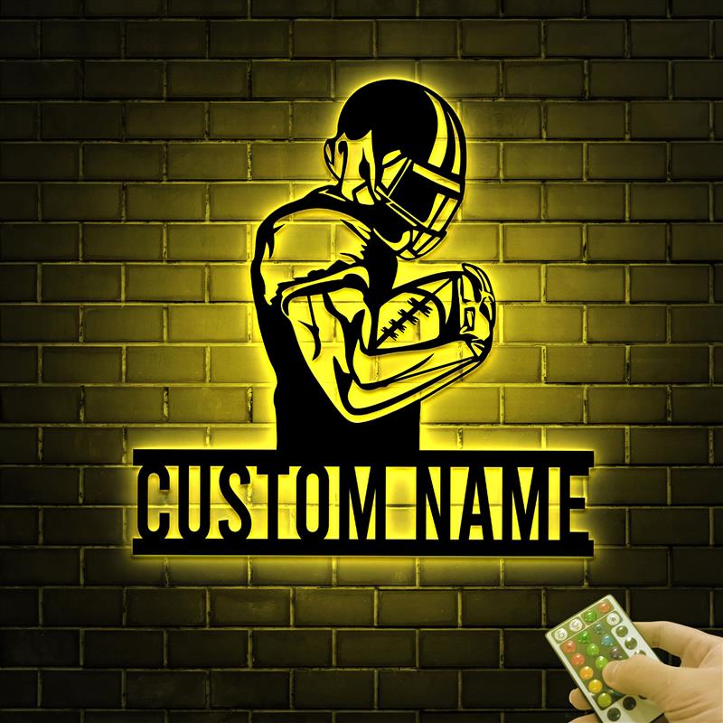 Custom American Football Metal Sign with LED Light