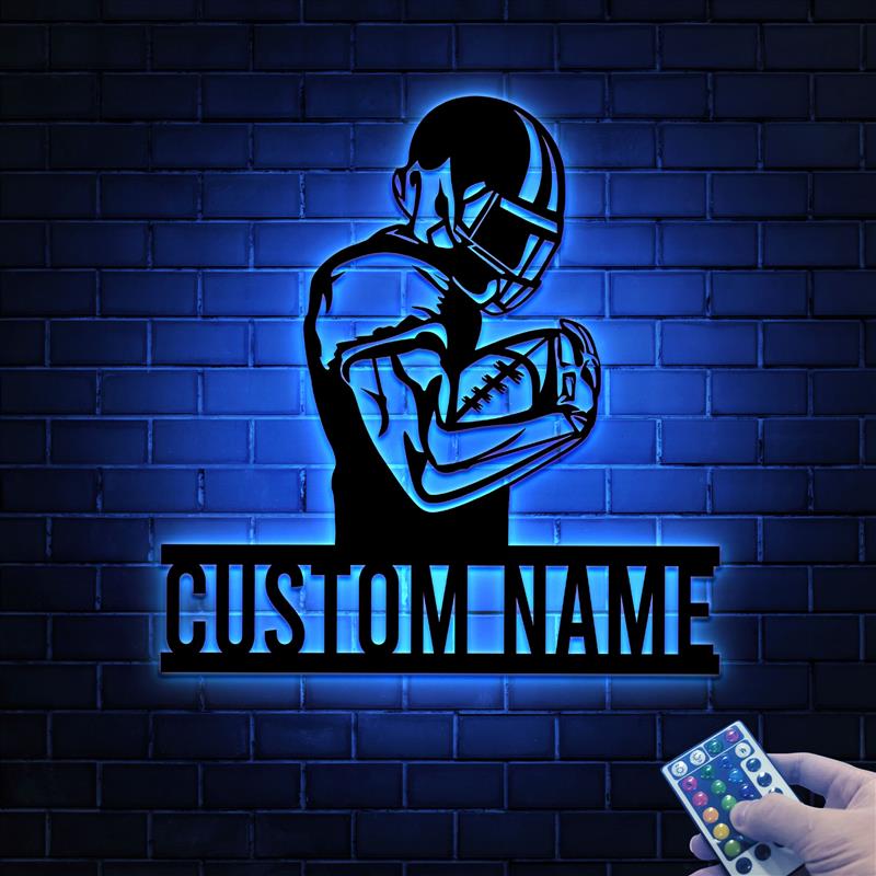 Custom American Football Metal Sign with LED Light