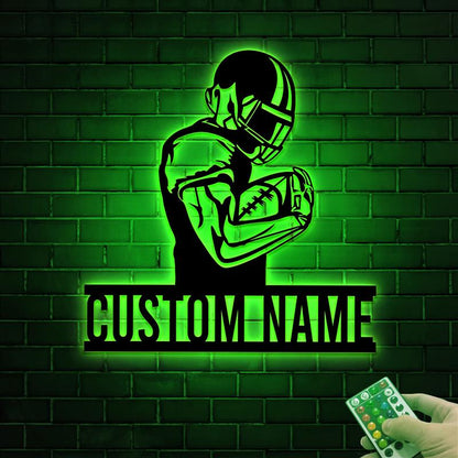 Custom American Football Metal Sign with LED Light
