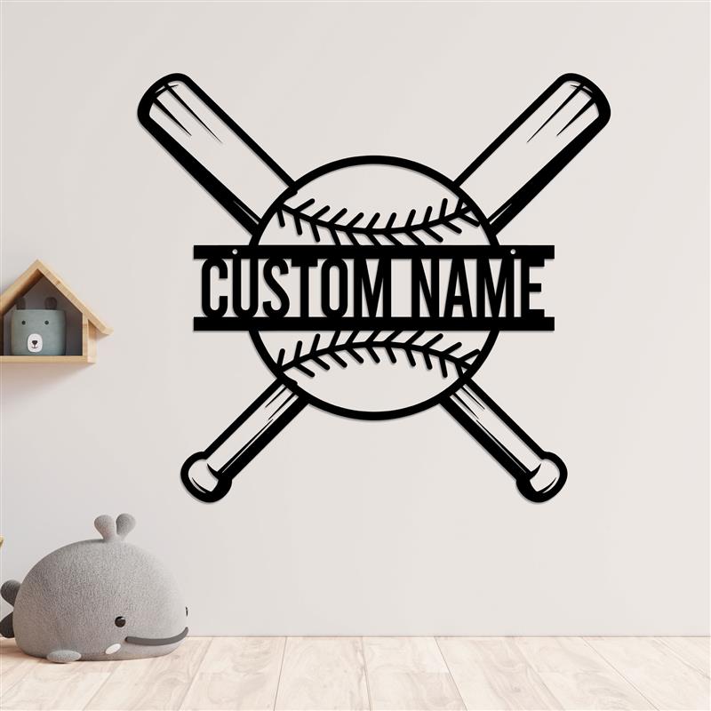 Custom Baseball Bat Metal Sign with LED Lights