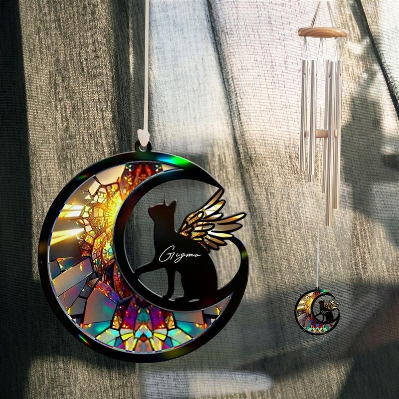 Custom Cat with Wings Suncatcher Wind Chime