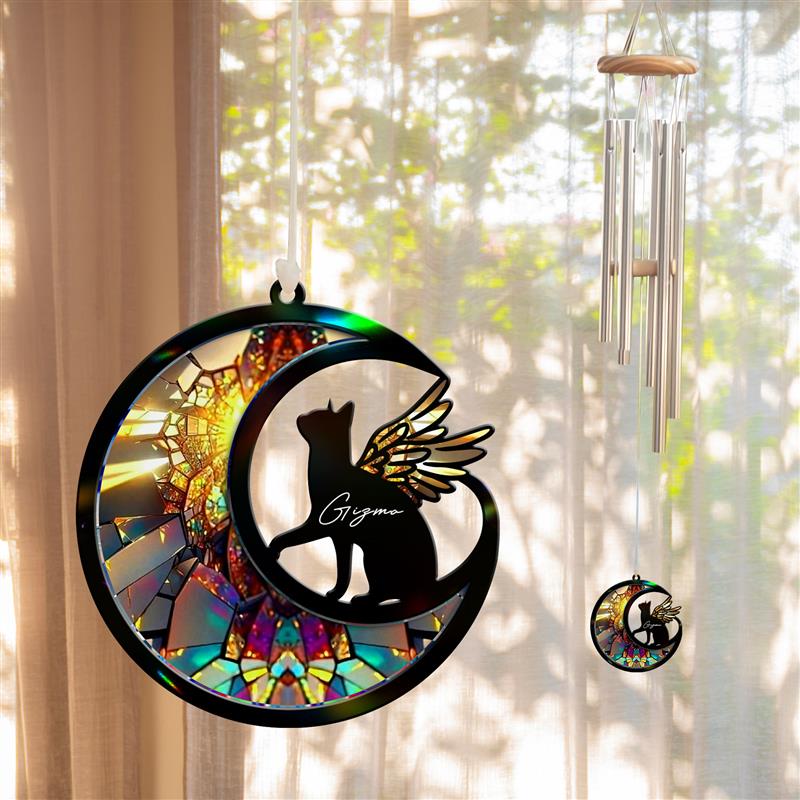Custom Cat with Wings Suncatcher Wind Chime