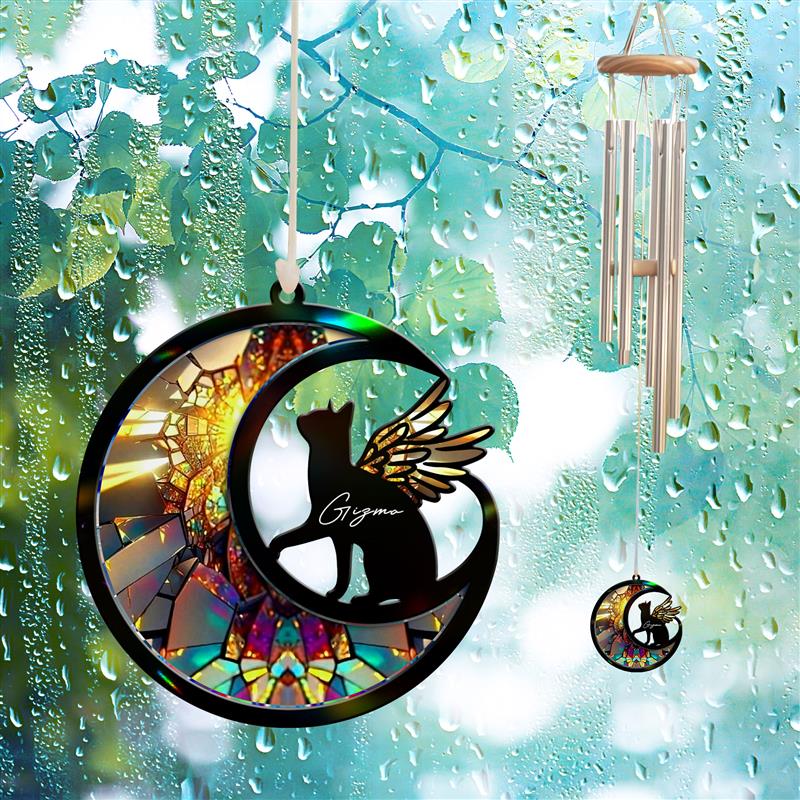 Custom Cat with Wings Suncatcher Wind Chime