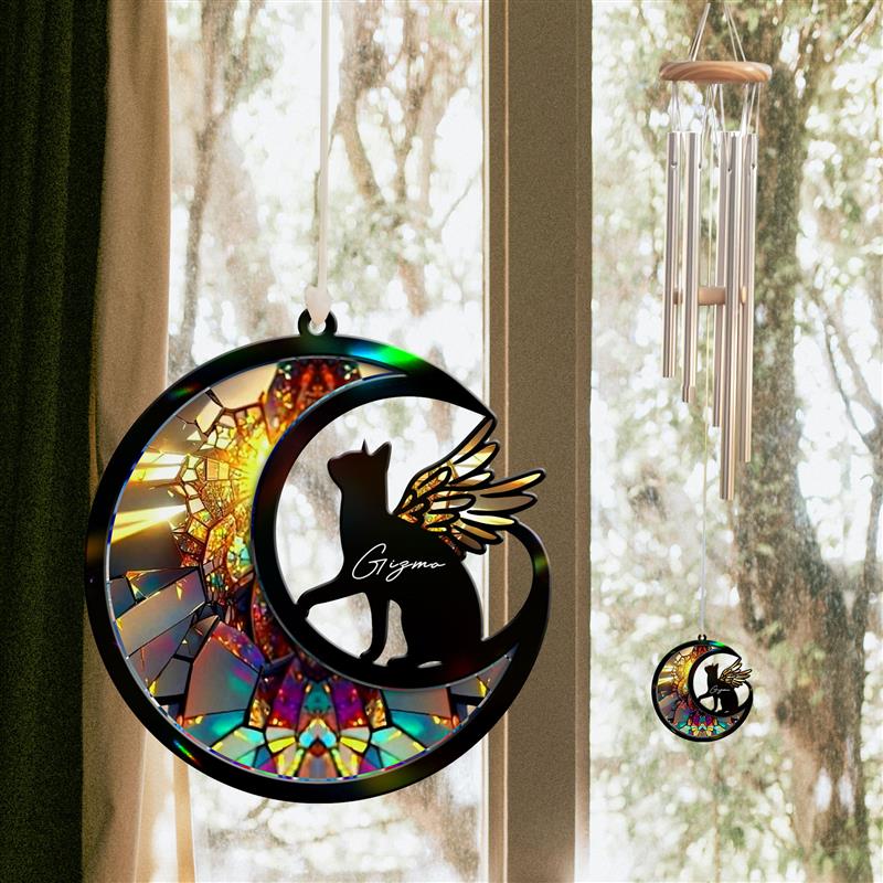 Custom Cat with Wings Suncatcher Wind Chime