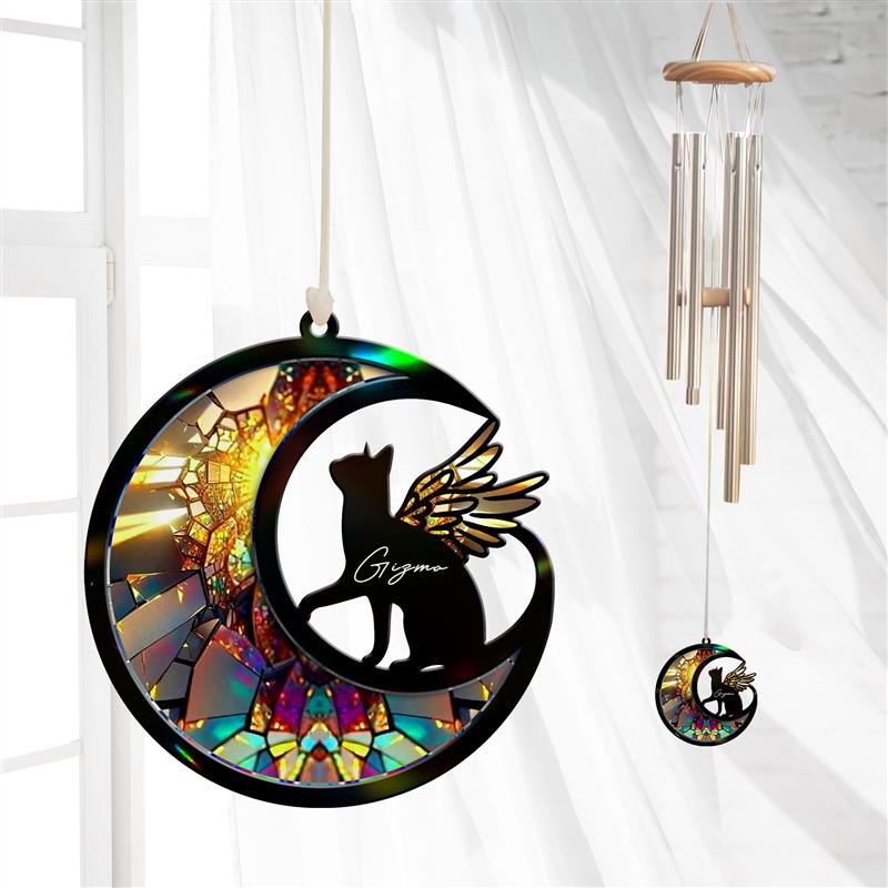 Custom Cat with Wings Suncatcher Wind Chime