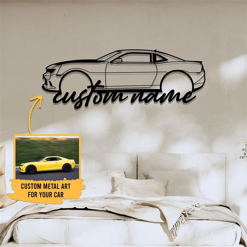 Custom Name Car Silhouette Metal Sign with Light