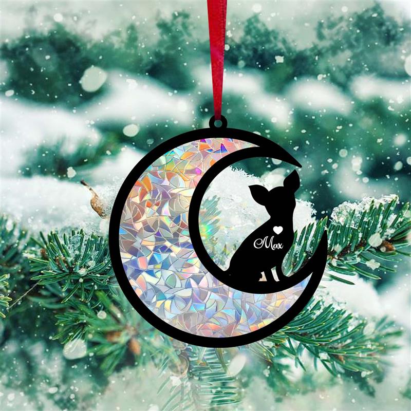 Custom Chihuahua Dog Suncatcher Black Wind Chime