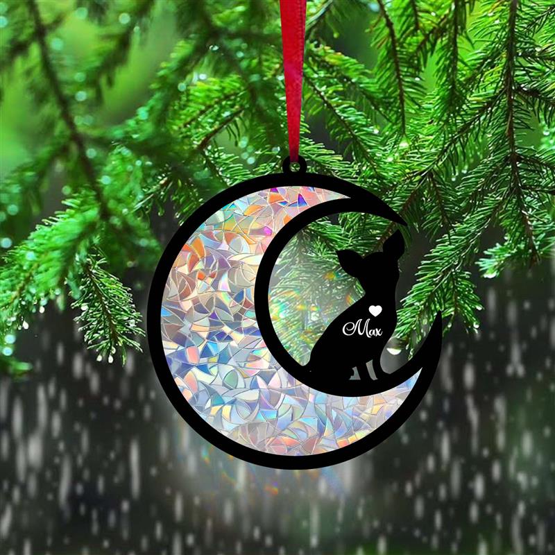 Custom Chihuahua Dog Suncatcher Black Wind Chime