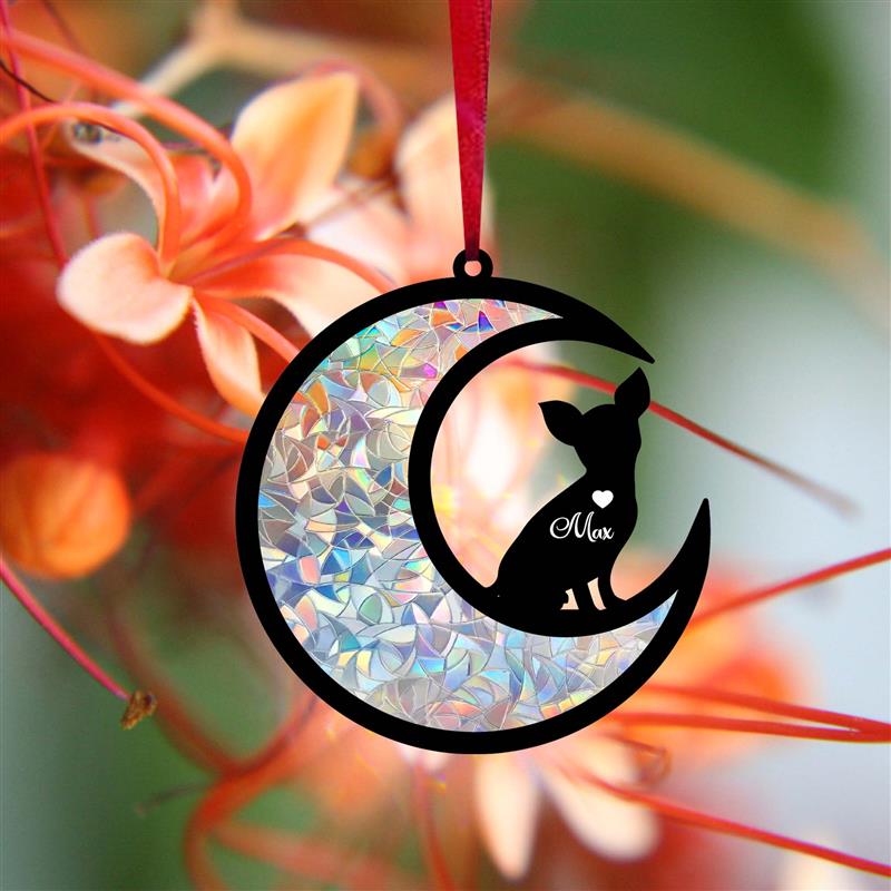 Custom Chihuahua Dog Suncatcher Black Wind Chime