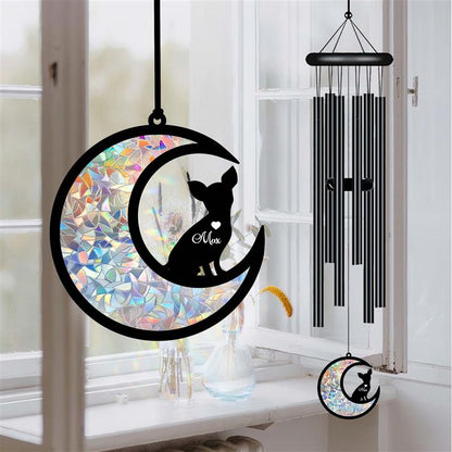 Custom Chihuahua Dog Suncatcher Black Wind Chime