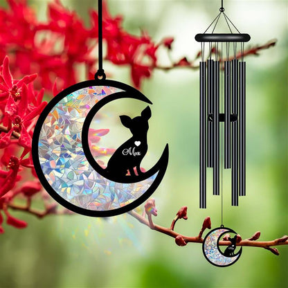 Custom Chihuahua Dog Suncatcher Black Wind Chime