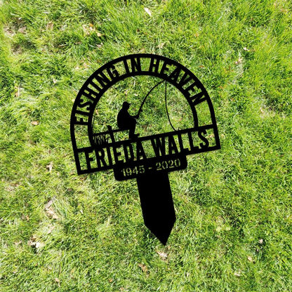 Custom Fishing Heaven Memorial Metal Stake