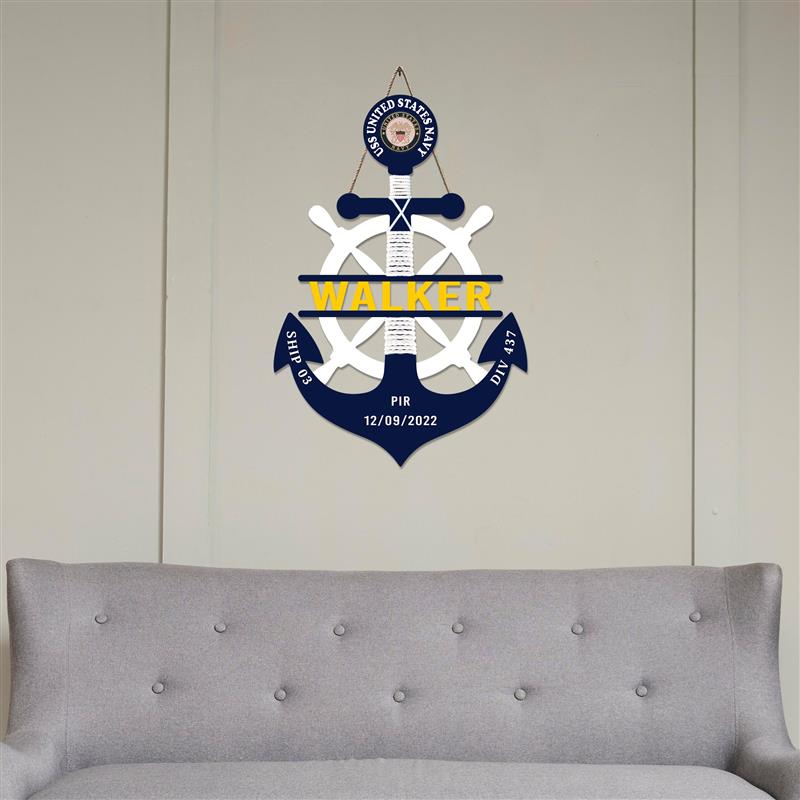 Custom Navy Anchor Wood Sign