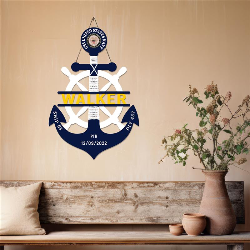 Custom Navy Anchor Wood Sign