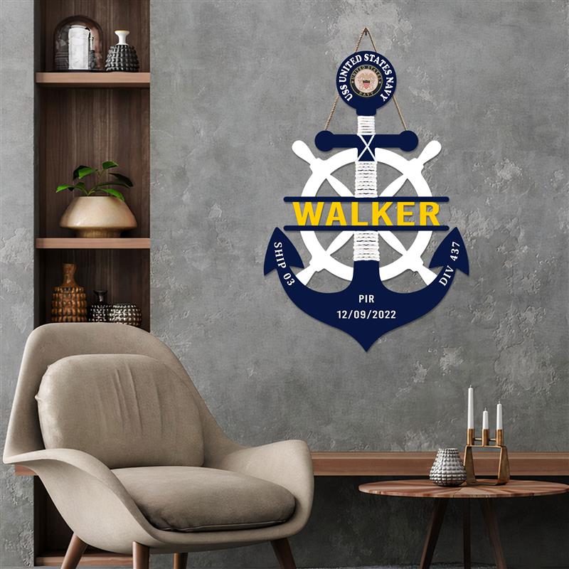 Custom Navy Anchor Wood Sign