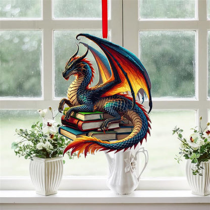 Book Dragon Suncatcher Ornament Acrylic