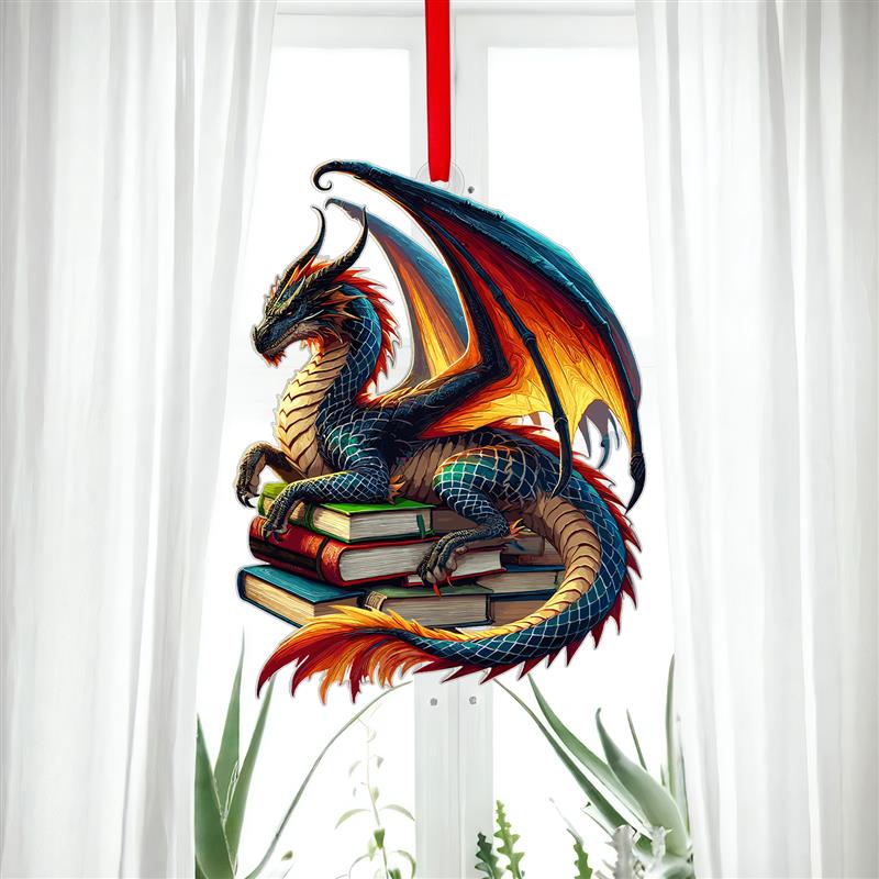 Book Dragon Suncatcher Ornament Acrylic