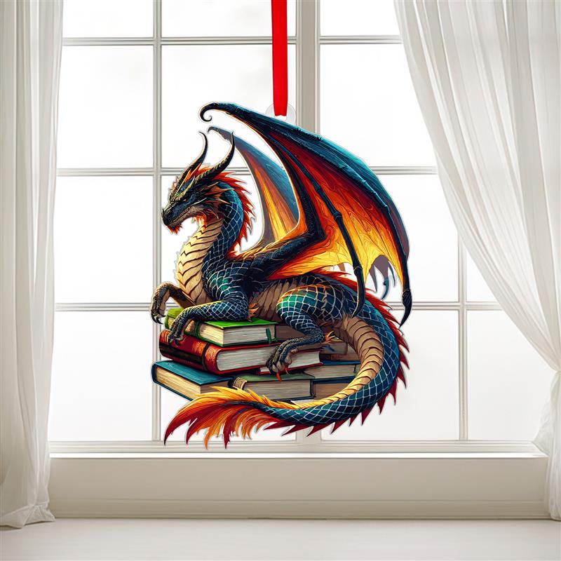Book Dragon Suncatcher Ornament Acrylic