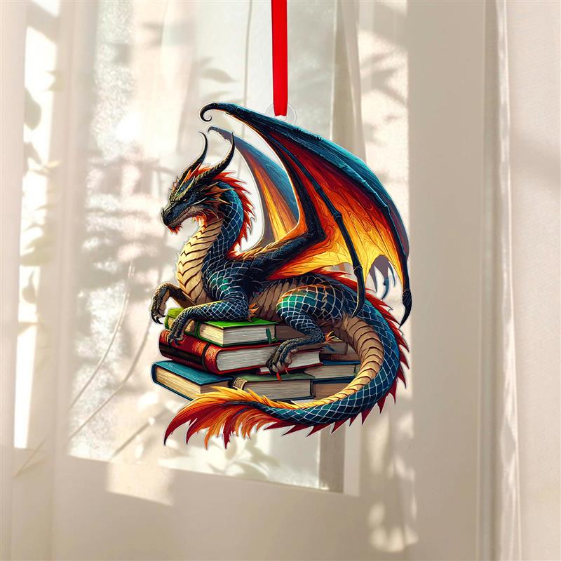 Book Dragon Suncatcher Ornament Acrylic