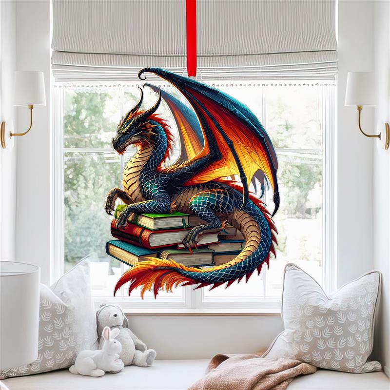 Book Dragon Suncatcher Ornament Acrylic
