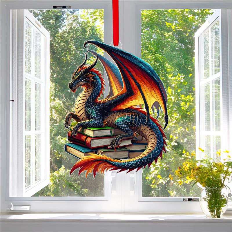 Book Dragon Suncatcher Ornament Acrylic