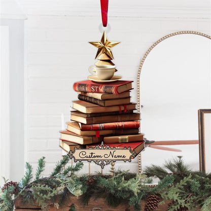 FREE Christmas Card! Custom Name Book Ornament, Book Lover Gift