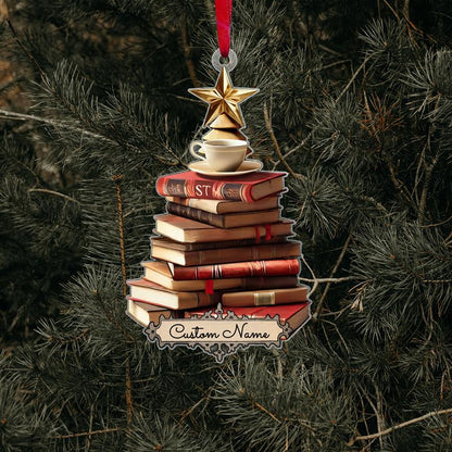FREE Christmas Card! Custom Name Book Ornament, Book Lover Gift